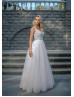 Beaded Lace Tulle Deep V Back Sexy Wedding Dress